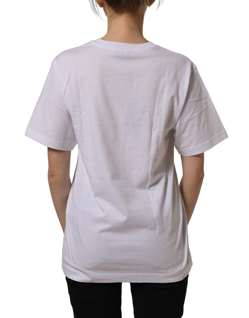 Dolce & Gabbana White Cotton Gold DG Logo Crew Neck T-shirt