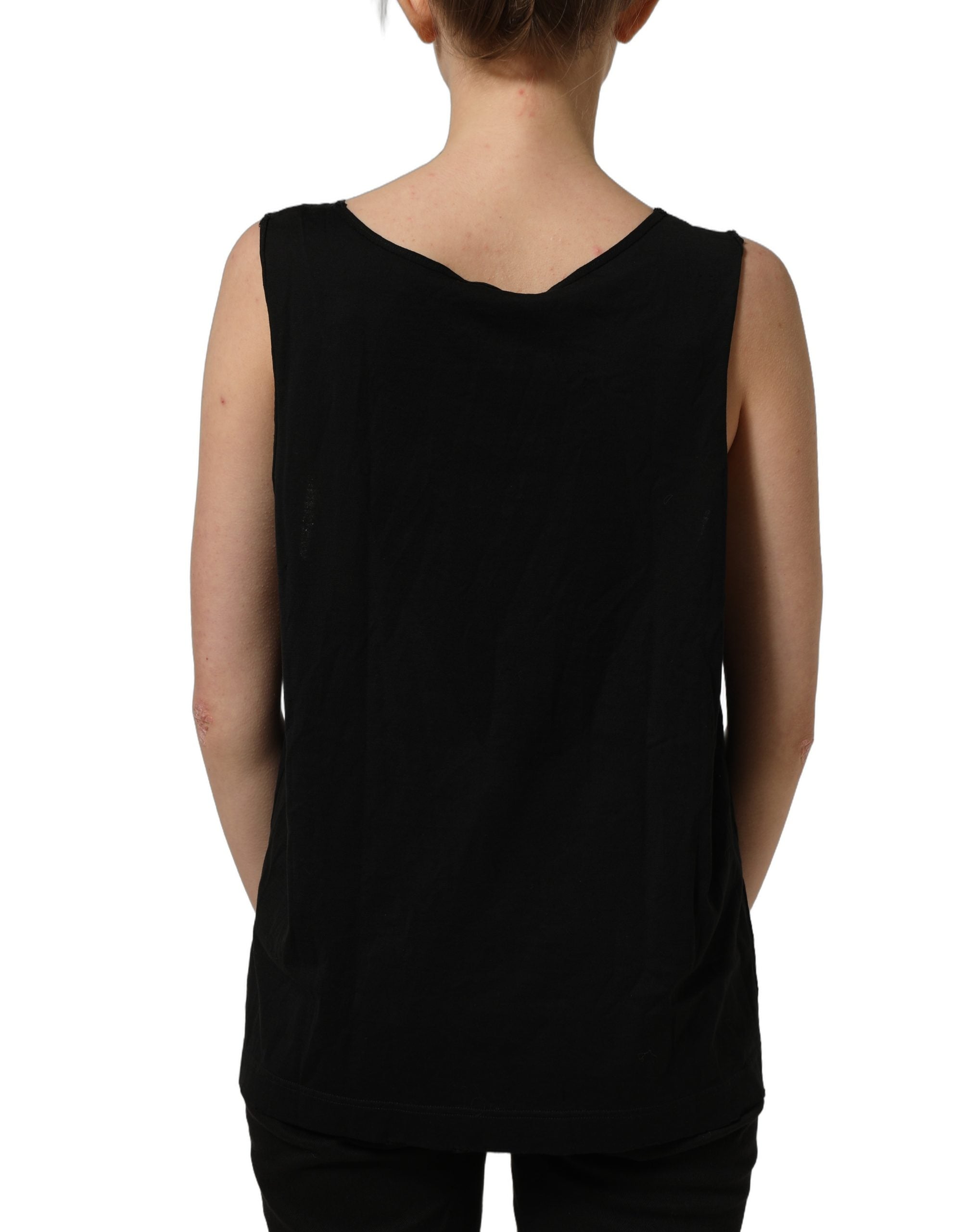 Dolce & Gabbana Black Gold DG Logo Cotton Sleeveless Tank Top