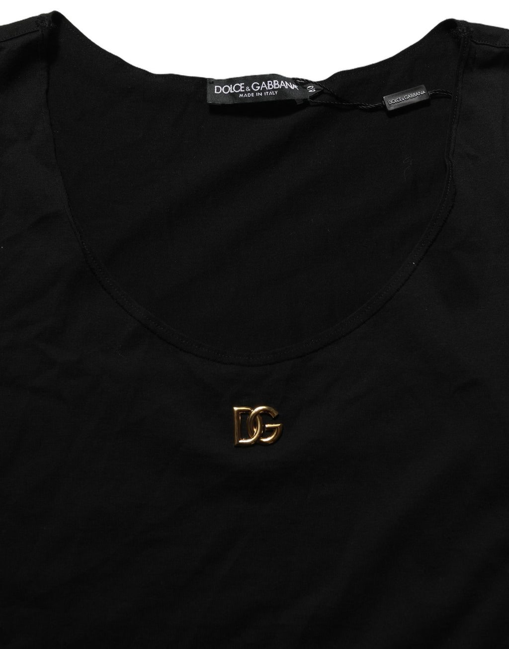 Dolce & Gabbana Black Gold DG Logo Cotton Sleeveless Tank Top