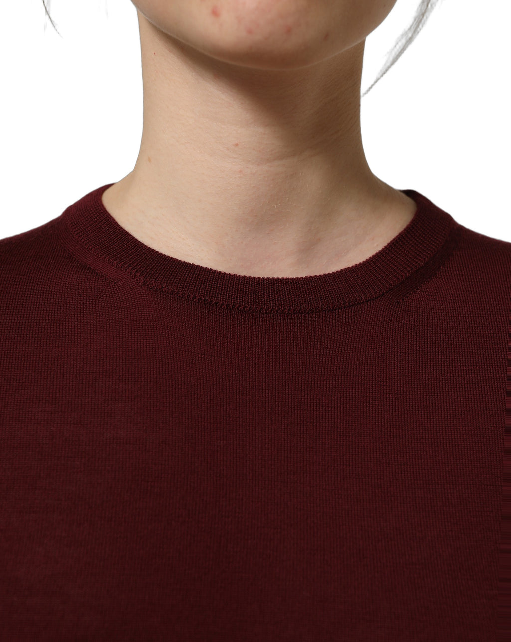 Dolce & Gabbana Maroon Wool Knitted CrewNeck Pullover Sweater