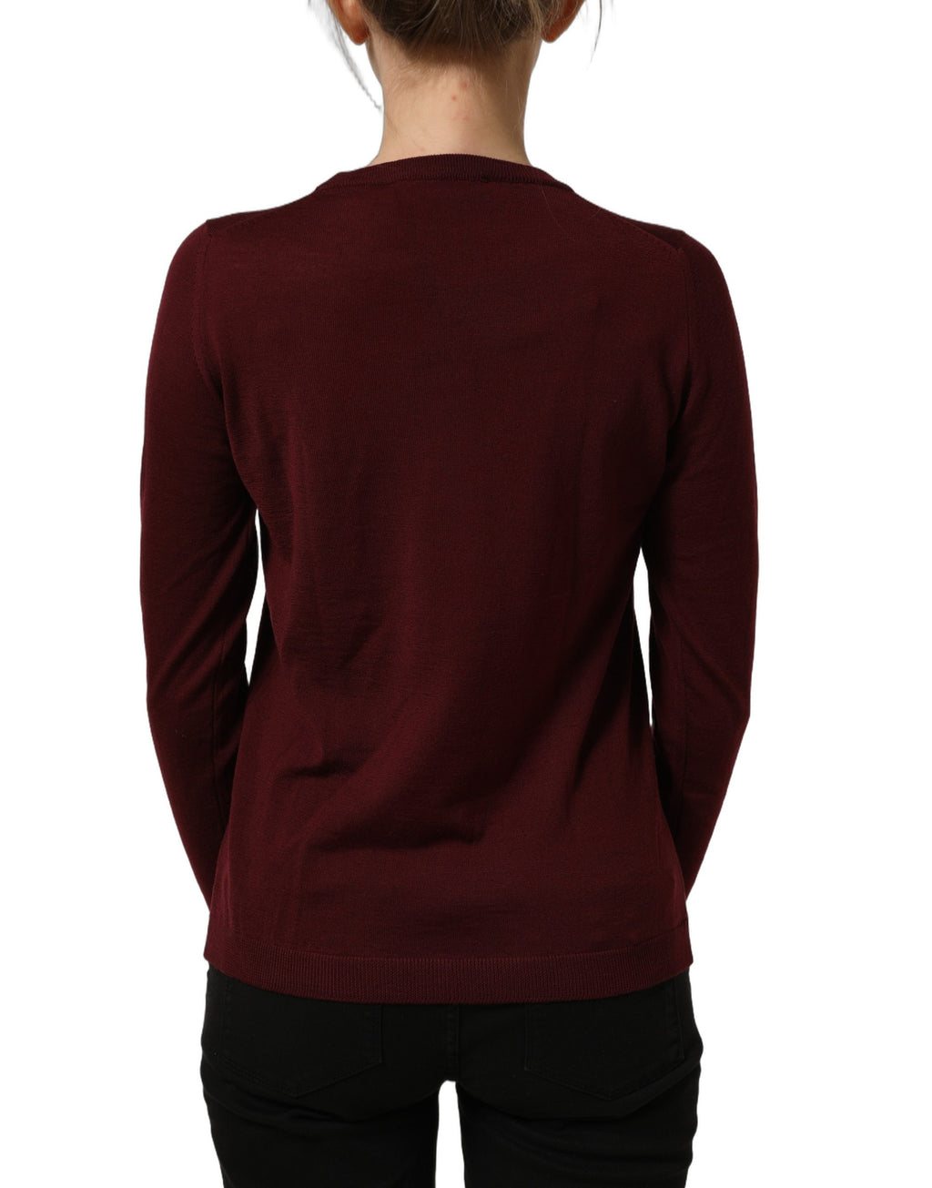 Dolce & Gabbana Maroon Wool Knitted CrewNeck Pullover Sweater