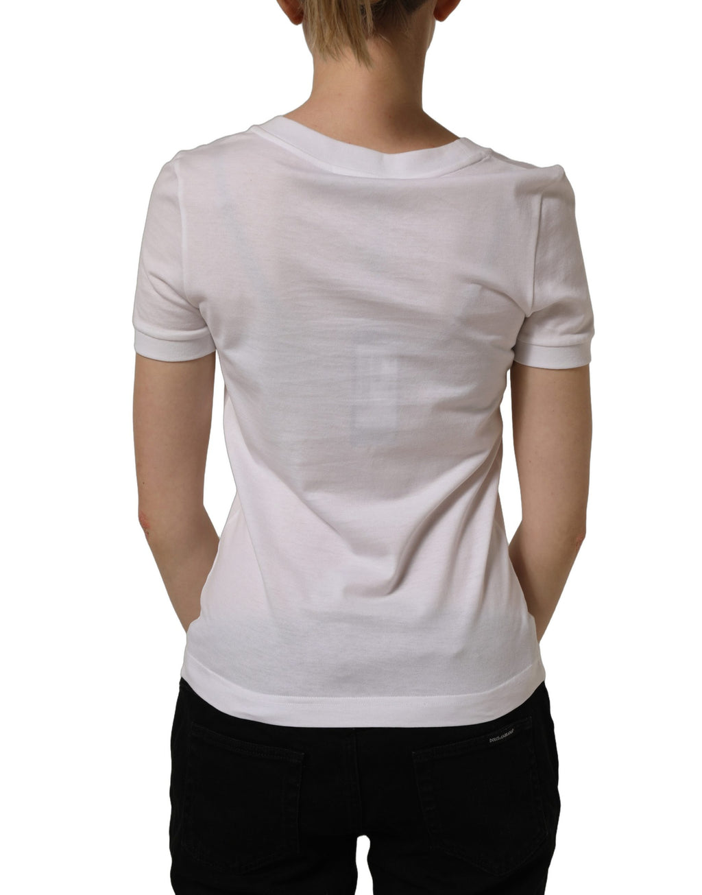 Dolce & Gabbana White Crystal Embellished Cross Top T-shirt