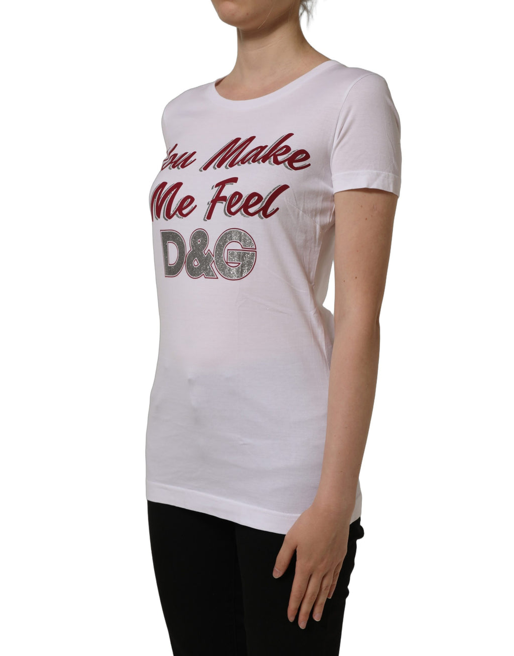 Dolce & Gabbana White Graphic Print Cotton Crew Neck T-shirt