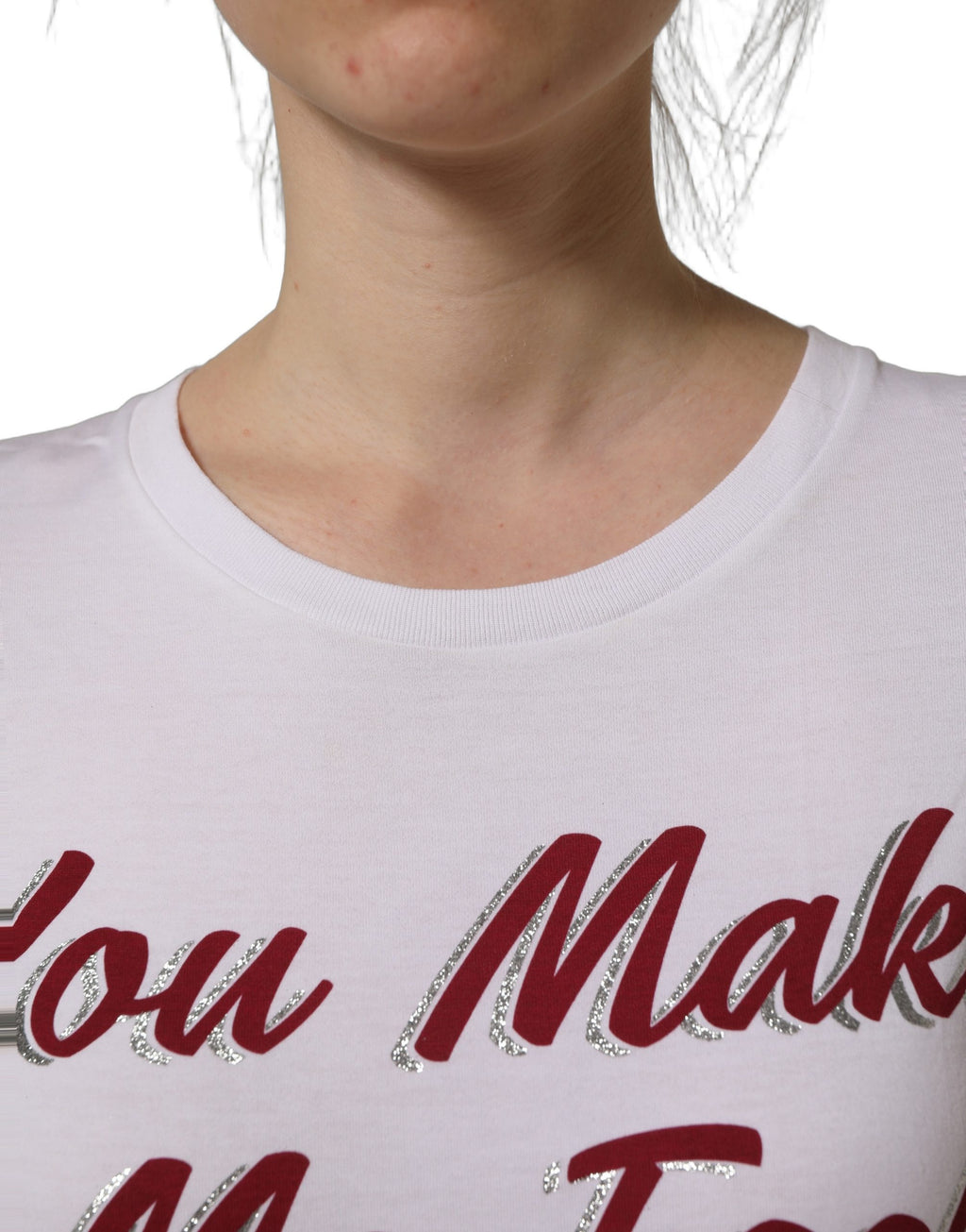 Dolce & Gabbana White Graphic Print Cotton Crew Neck T-shirt