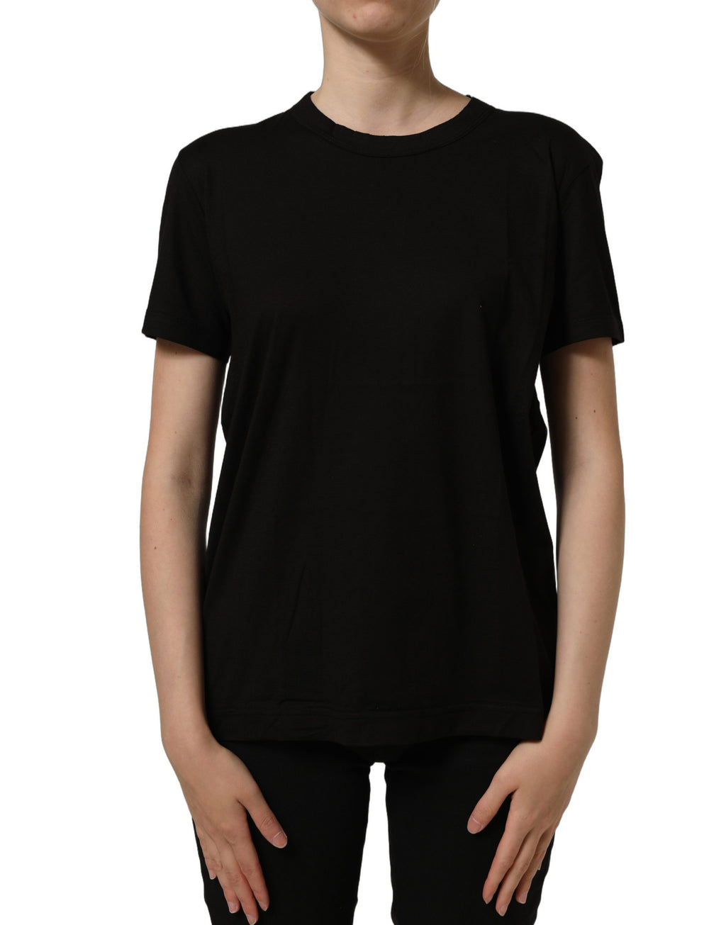 Dolce & Gabbana Black Cotton Crew Neck Short Sleeves T-shirt