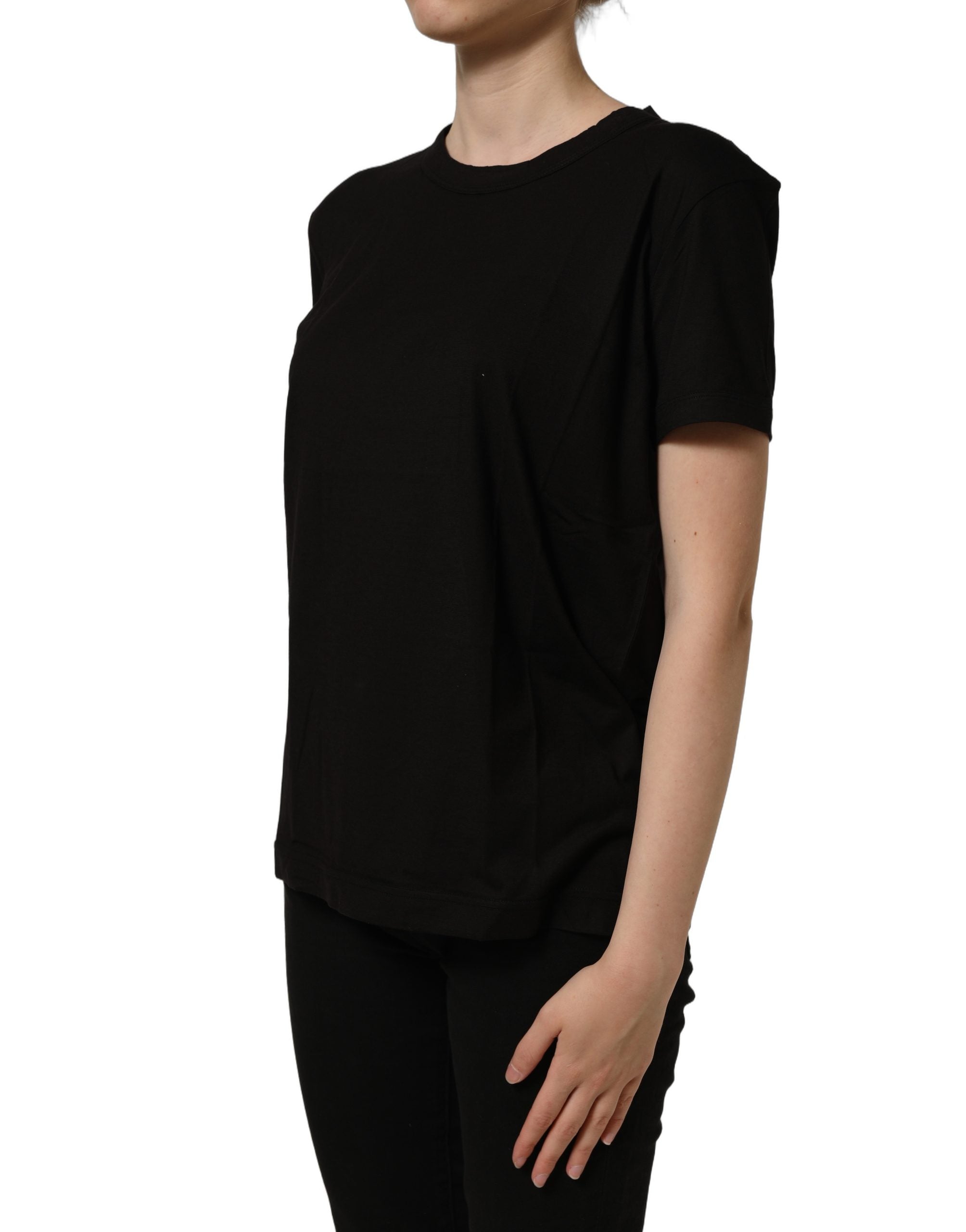 Dolce & Gabbana Black Cotton Crew Neck Short Sleeves T-shirt