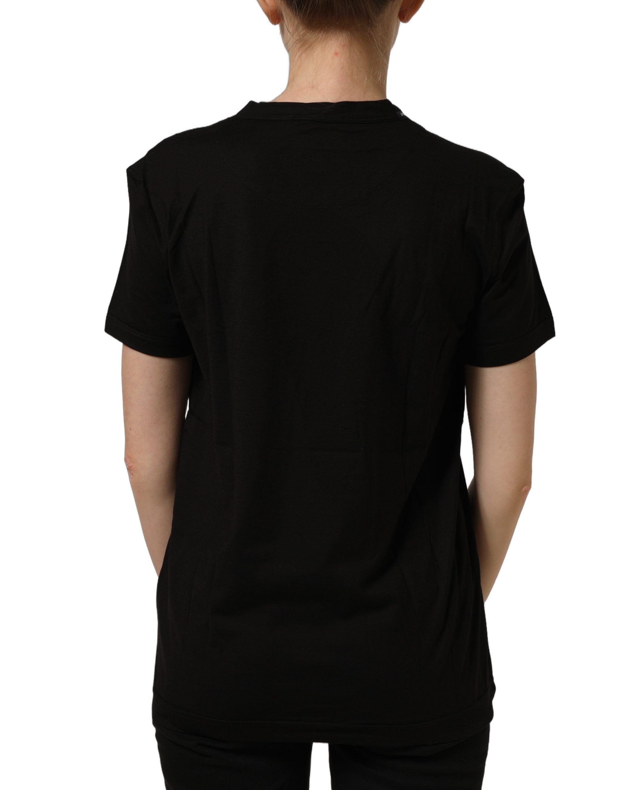 Dolce & Gabbana Black Cotton Crew Neck Short Sleeves T-shirt
