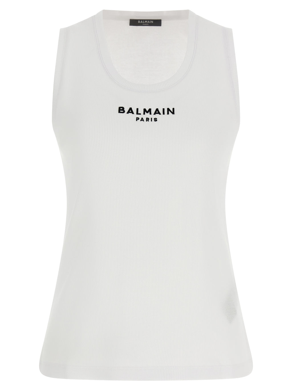 Balmain White Cotton Sleeveles T-Shirt
