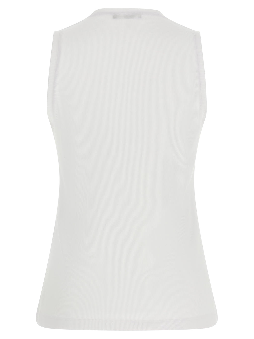 Balmain White Cotton Sleeveles T-Shirt