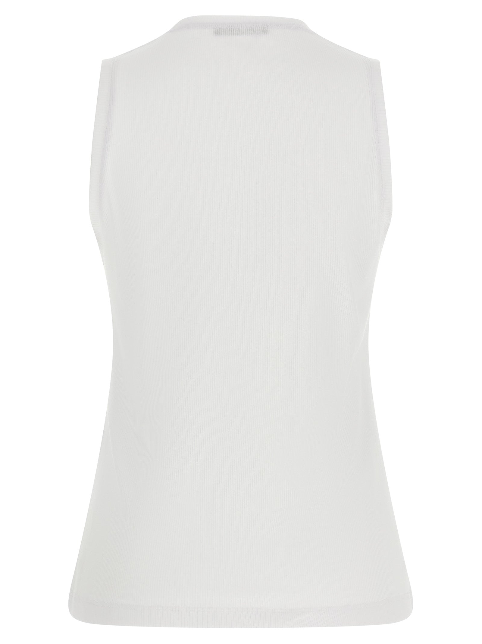 Balmain White Cotton Sleeveles T-Shirt
