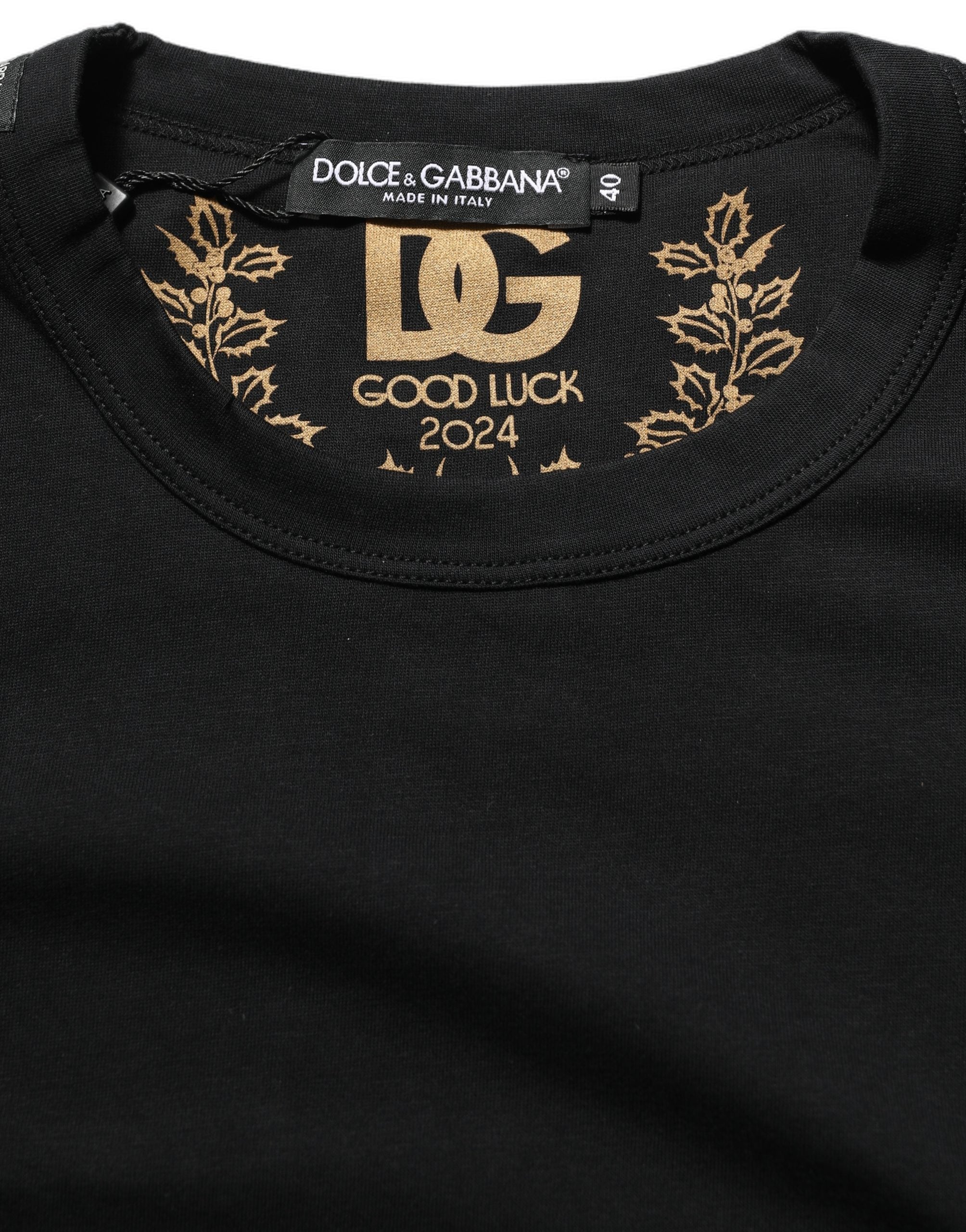 Dolce & Gabbana Black Cotton Crew Neck Short Sleeves T-shirt