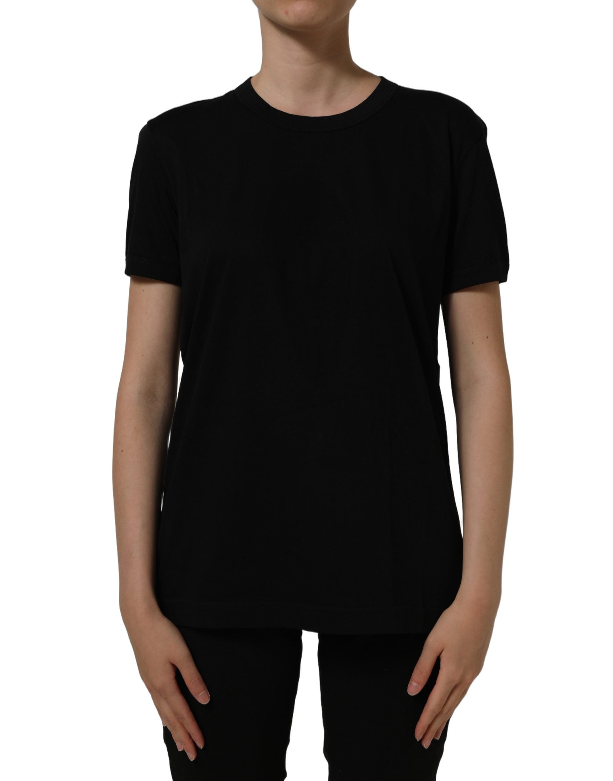 Dolce & Gabbana Dark Gray Cotton Crew Neck Short Sleeves T-shirt