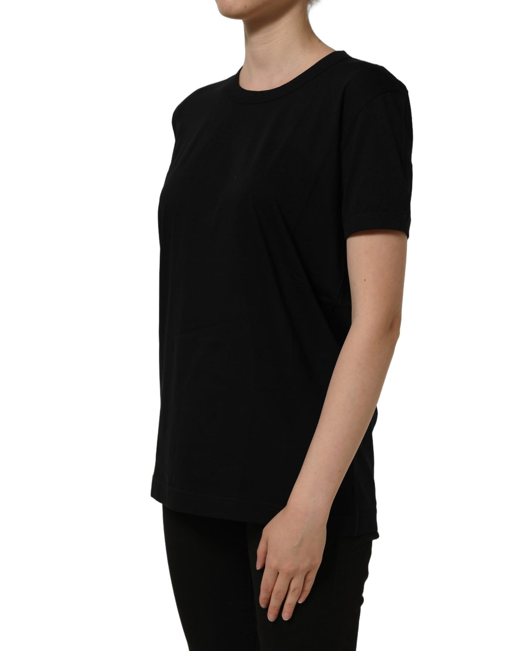 Dolce & Gabbana Black Cotton Crew Neck Short Sleeves T-shirt