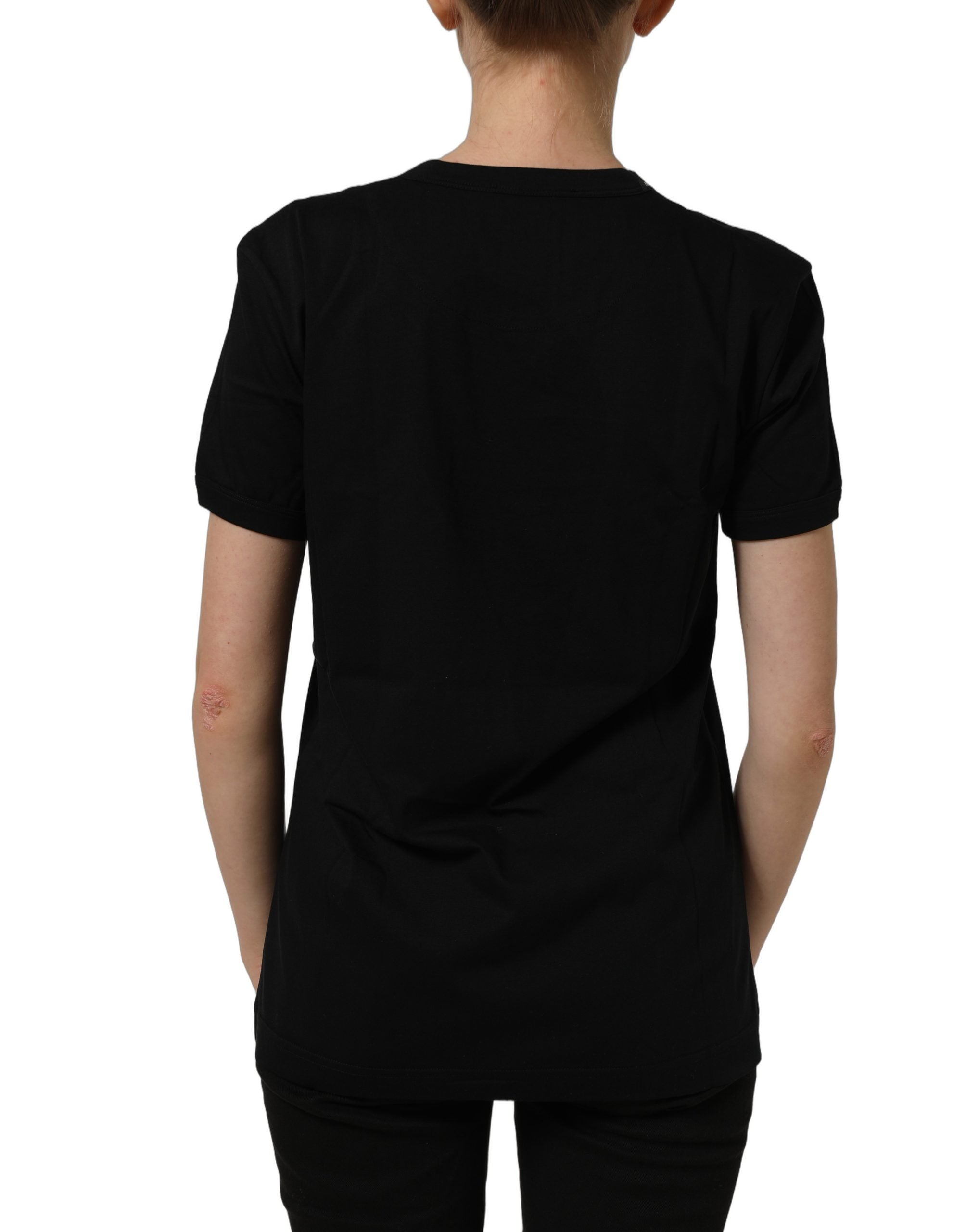Dolce & Gabbana Black Cotton Crew Neck Short Sleeves T-shirt