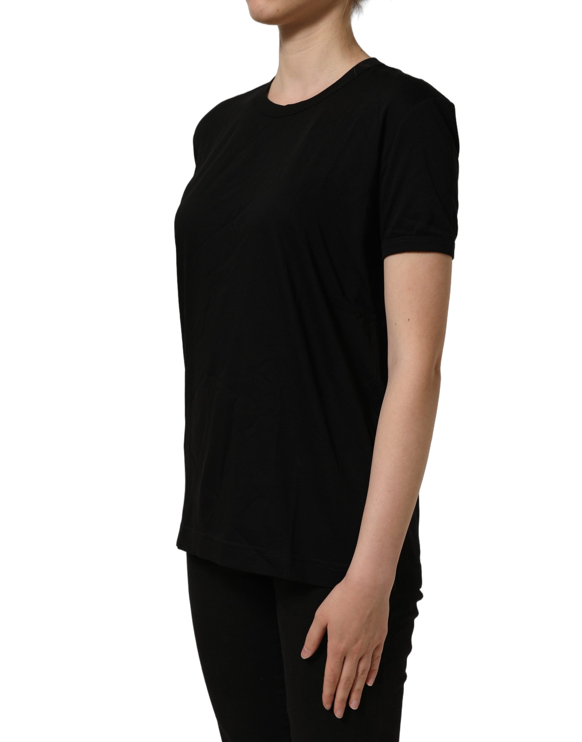 Dolce & Gabbana Black Cotton Crew Neck Short Sleeves T-shirt