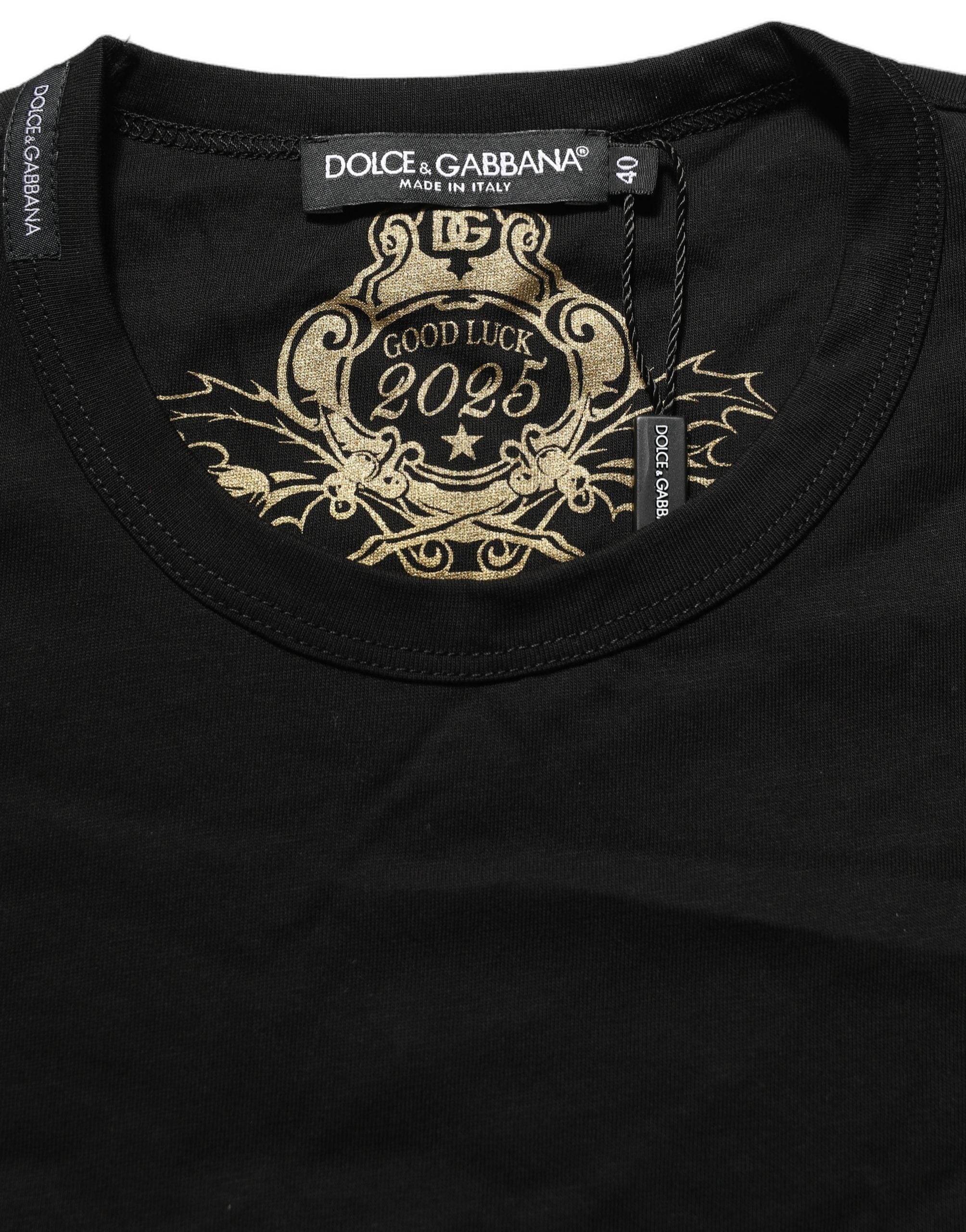 Dolce & Gabbana Black Cotton Crew Neck Short Sleeves T-shirt