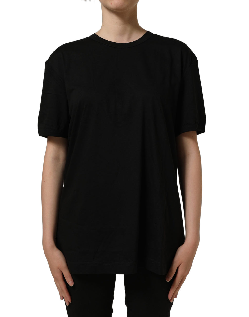 Dolce & Gabbana Black Cotton Crew Neck Short Sleeve T-shirt