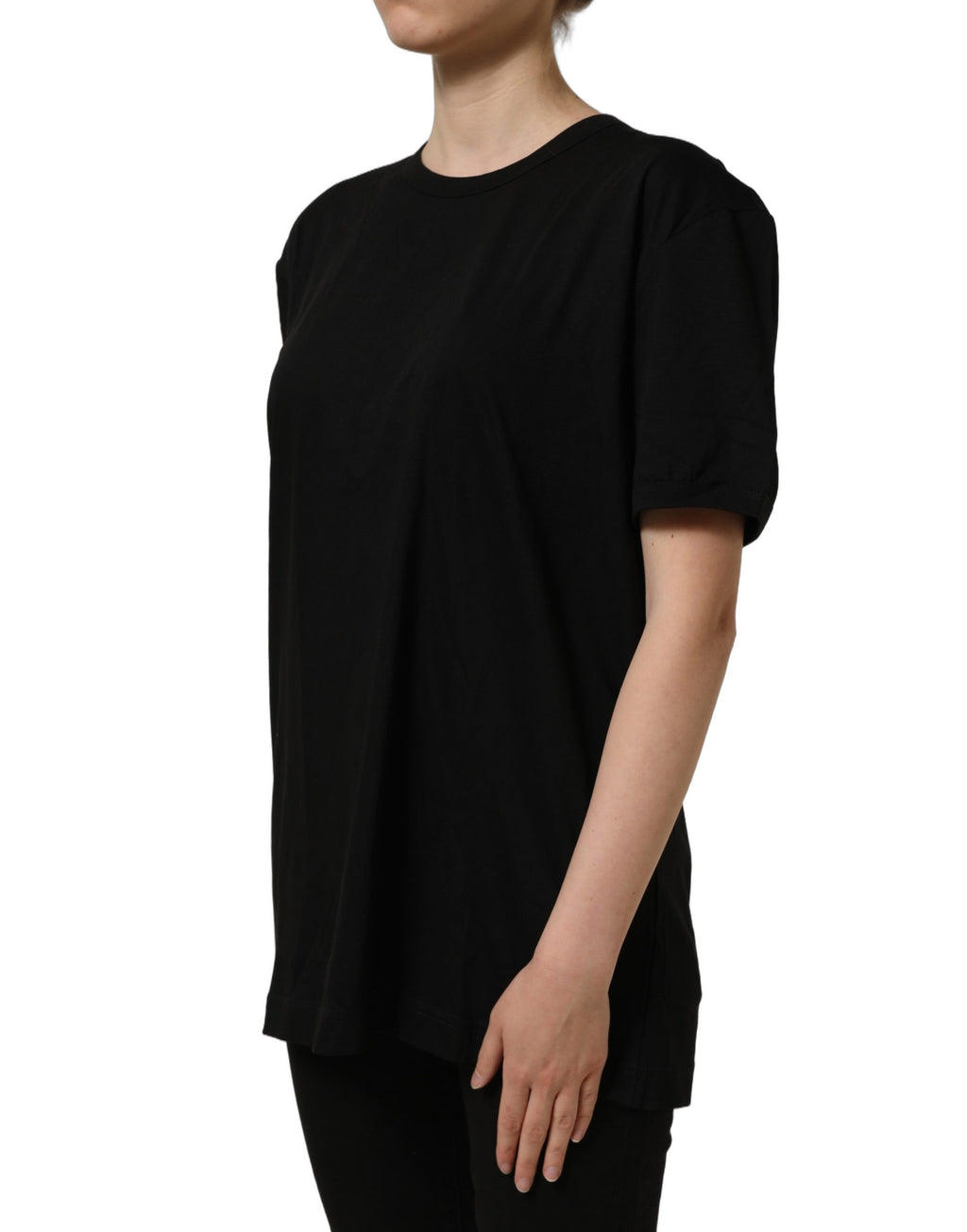 Dolce & Gabbana Black Cotton Crew Neck Short Sleeve T-shirt