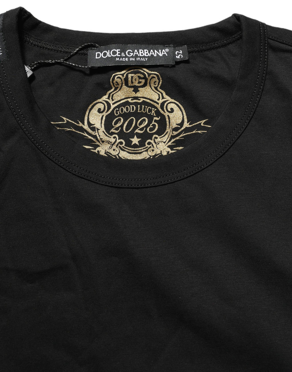 Dolce & Gabbana Black Cotton Crew Neck Short Sleeve T-shirt