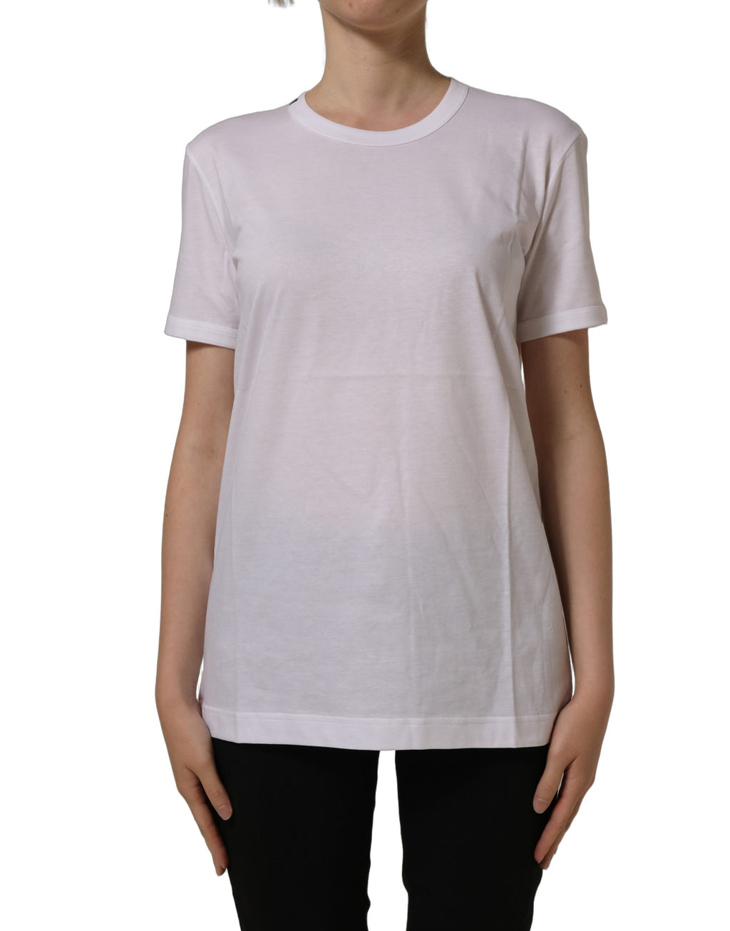 Dolce & Gabbana White Cotton Crew Neck Short Sleeves T-shirt
