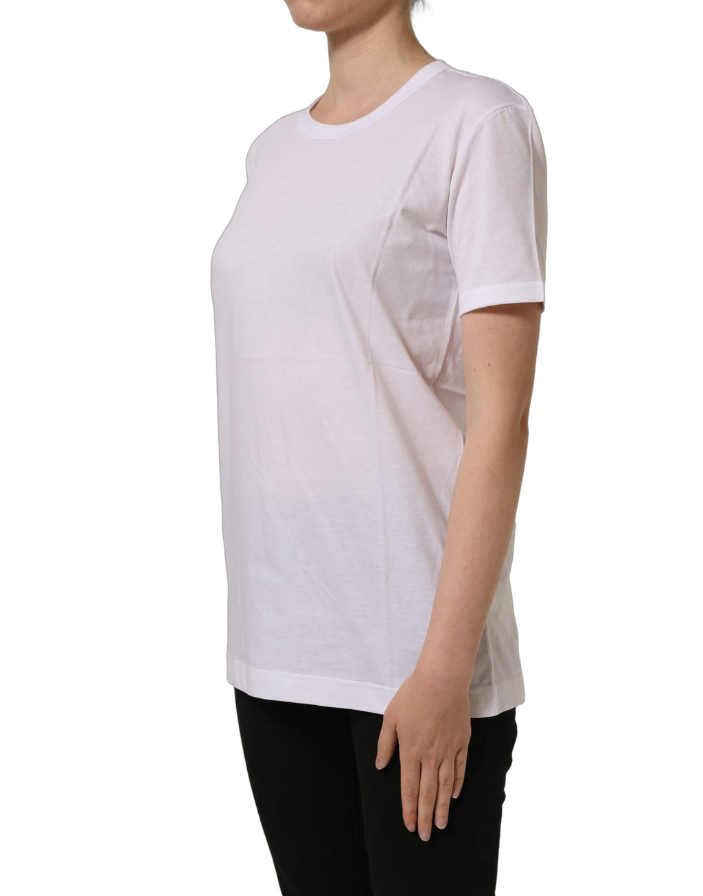 Dolce & Gabbana White Cotton Crew Neck Short Sleeves T-shirt
