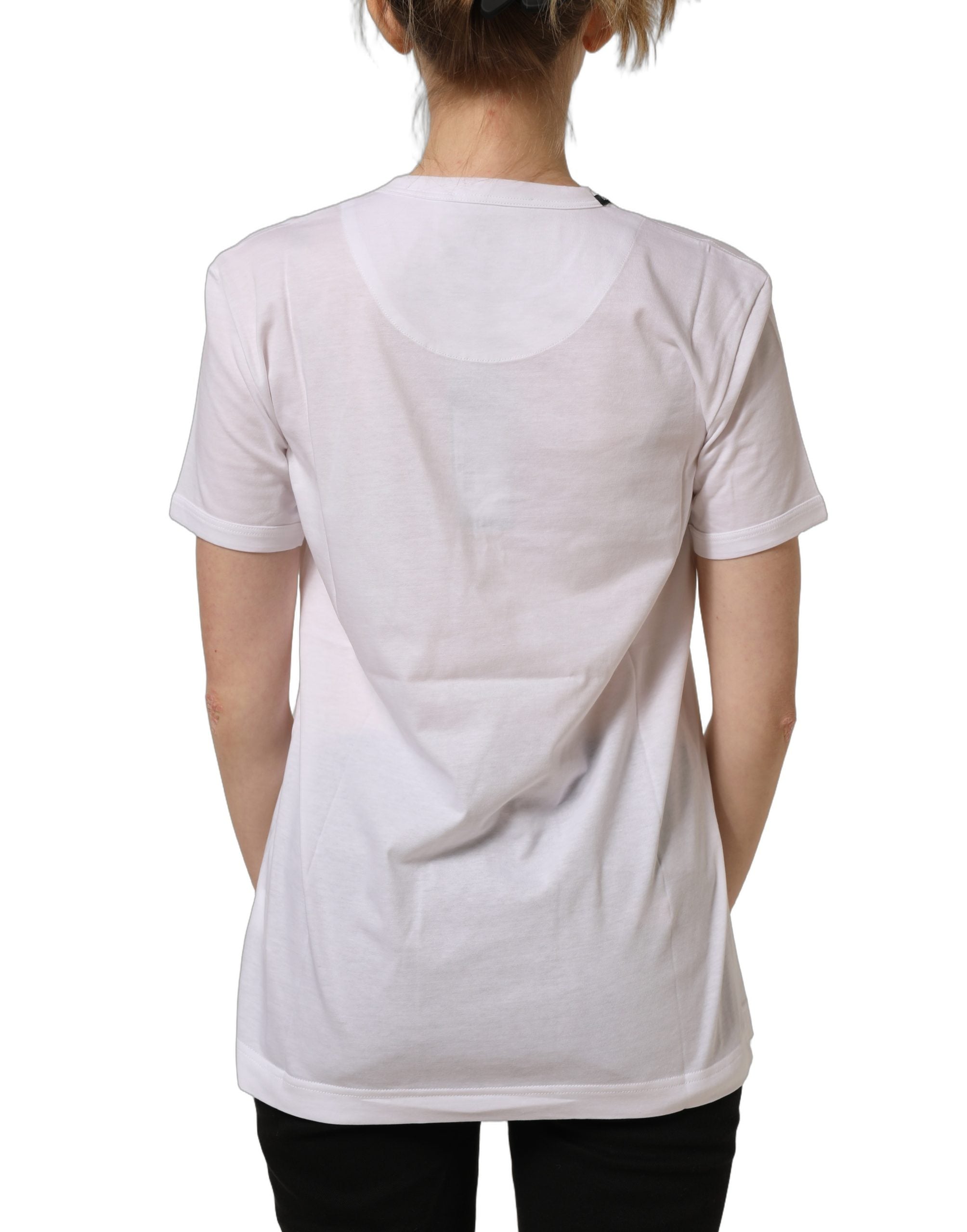 Dolce & Gabbana White Cotton Crew Neck Short Sleeves T-shirt