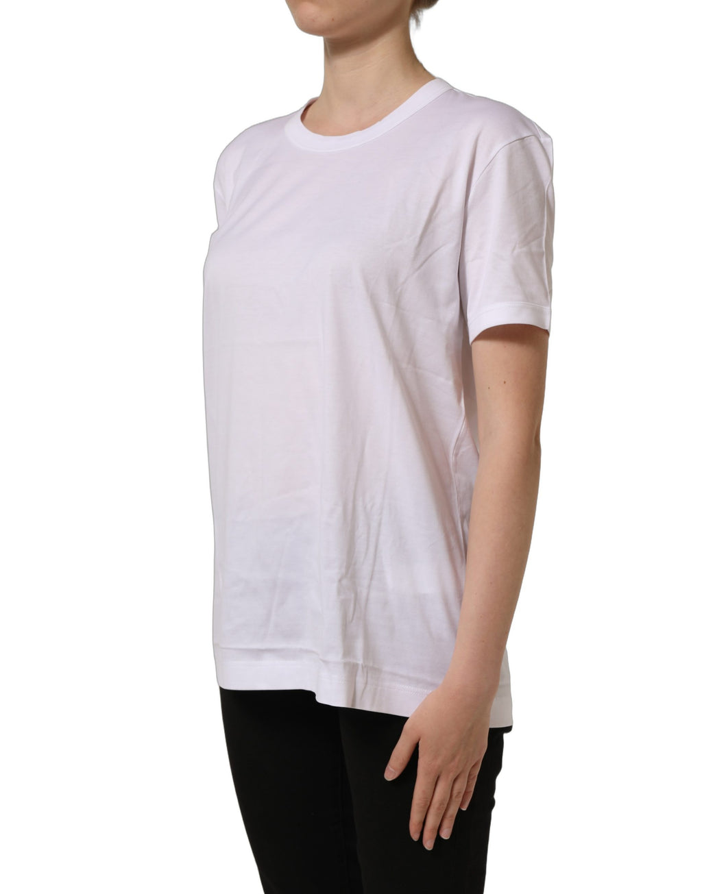 Dolce & Gabbana White Cotton Crew Neck Short Sleeves T-shirt