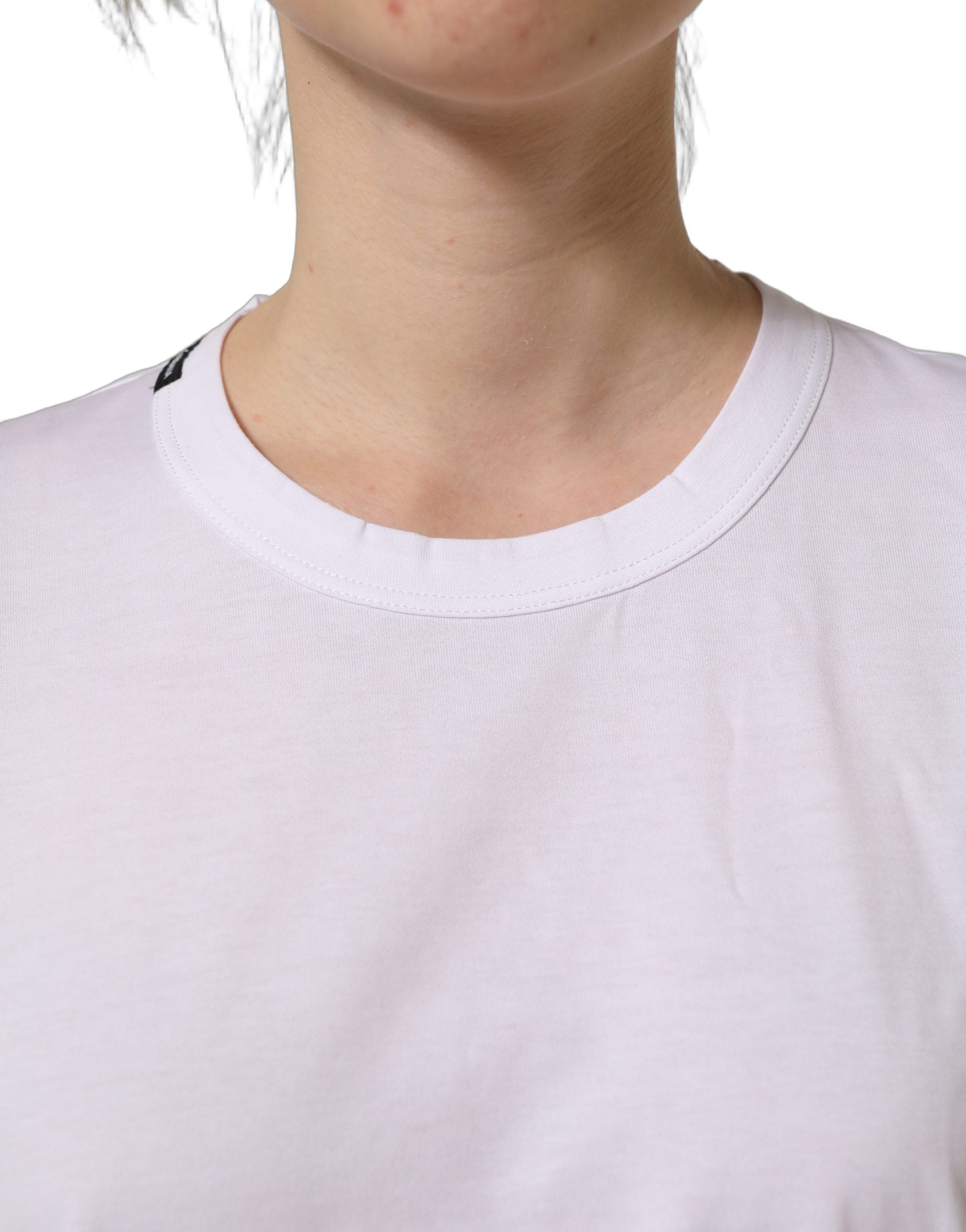 Dolce & Gabbana White Cotton Crew Neck Short Sleeves T-shirt