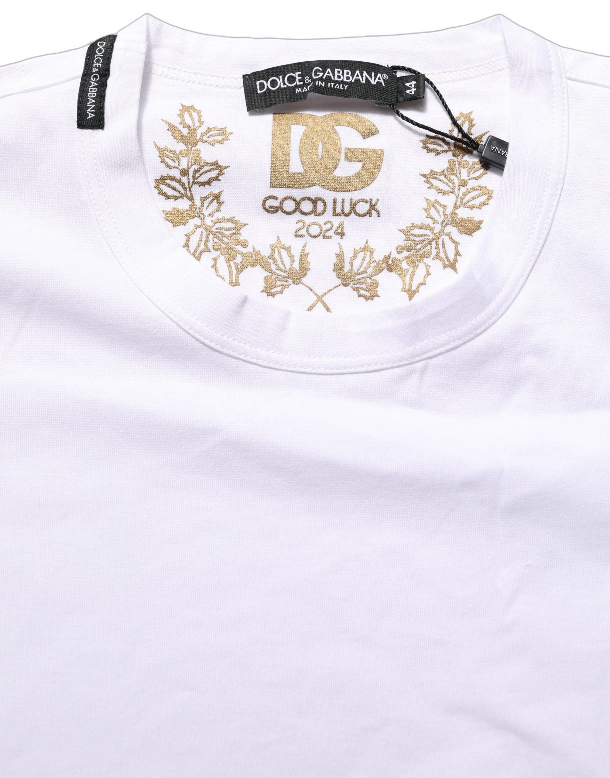 Dolce & Gabbana White Cotton Crew Neck Short Sleeves T-shirt