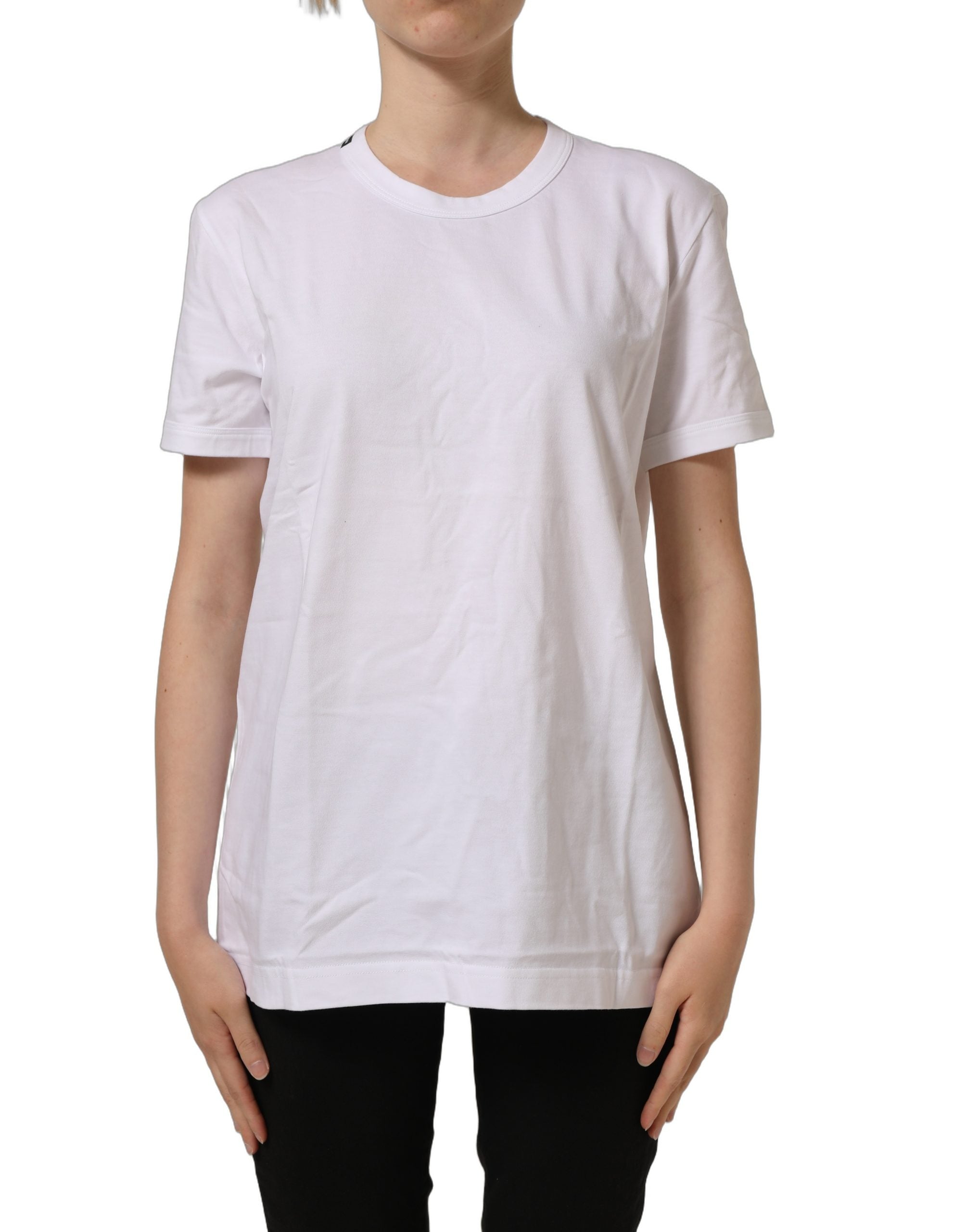 Dolce & Gabbana White Cotton Crew Neck Short Sleeves T-shirt