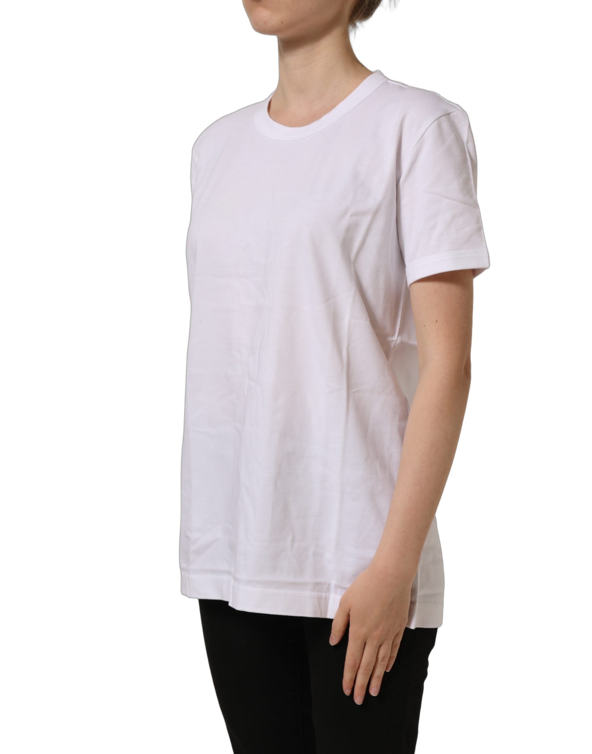 Dolce & Gabbana White Cotton Crew Neck Short Sleeves T-shirt