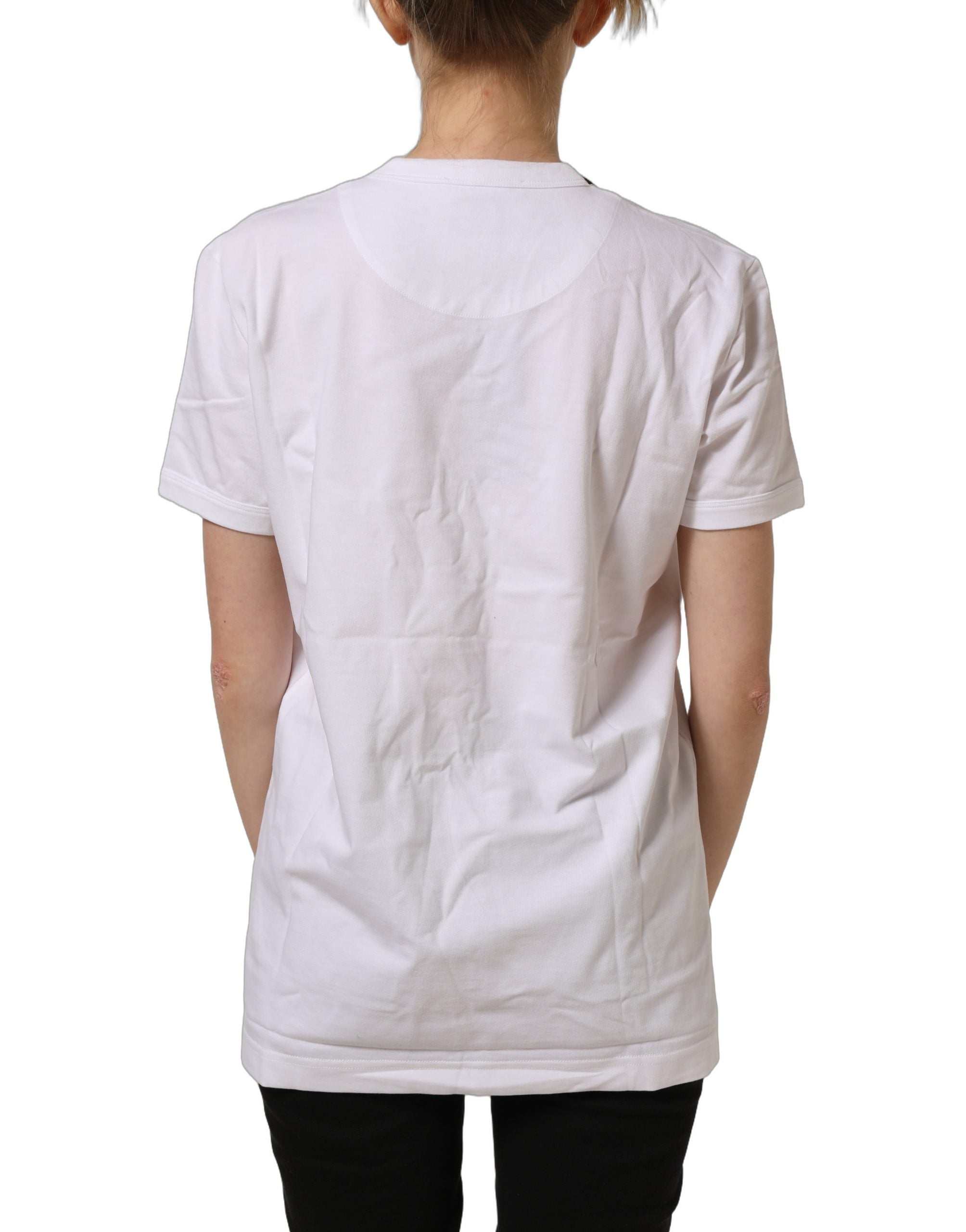 Dolce & Gabbana White Cotton Crew Neck Short Sleeves T-shirt