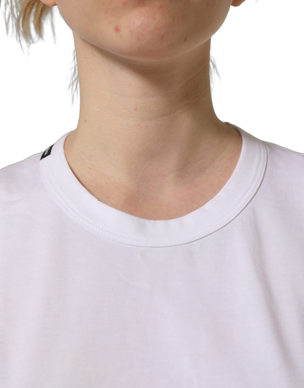 Dolce & Gabbana White Cotton Crew Neck Short Sleeves T-shirt