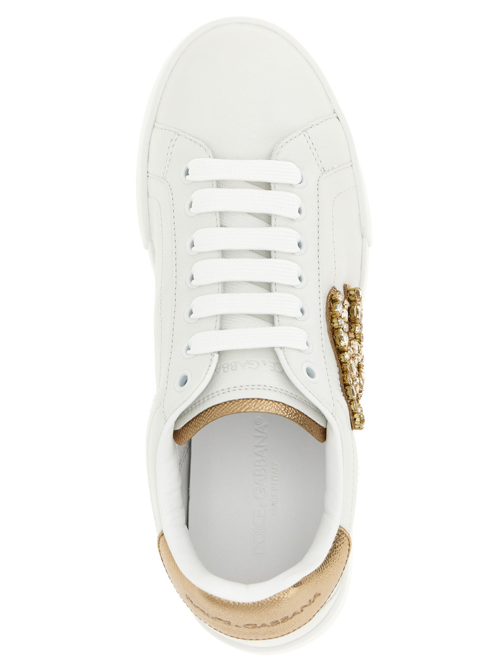 Dolce & Gabbana Gold Calfskin Low Top Sneakers