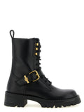 Versace Black Calfskin Lace-Up Boots