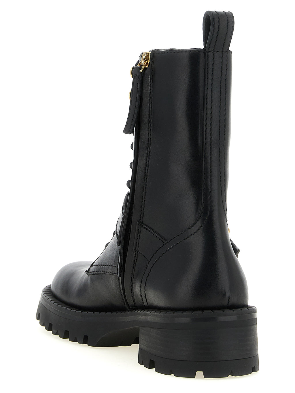 Versace Black Calfskin Lace-Up Boots