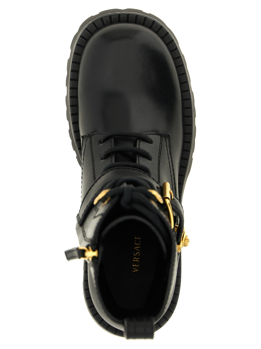 Versace Black Calfskin Lace-Up Boots