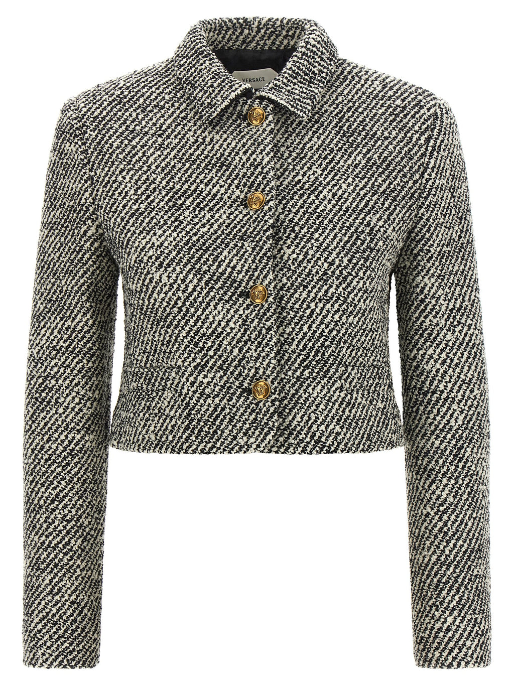 Versace Bicolor Virgin Wool Full-Length Jacket