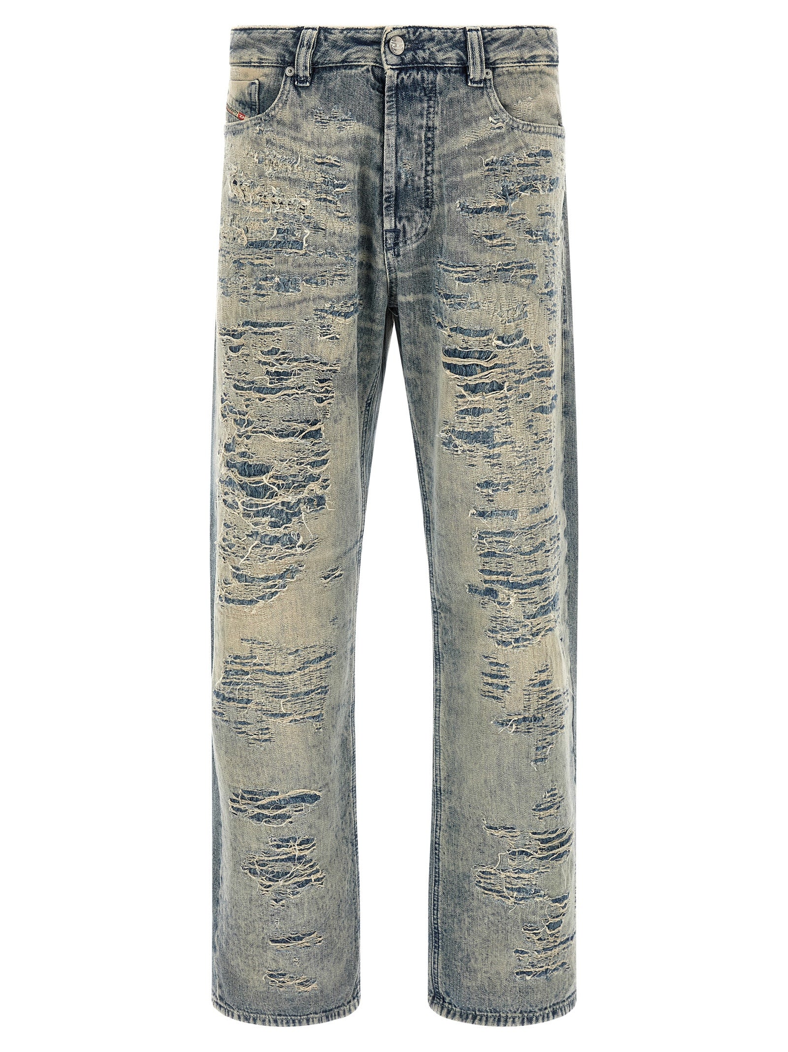 Diesel Blue Cotton Relaxed Fit Jeans