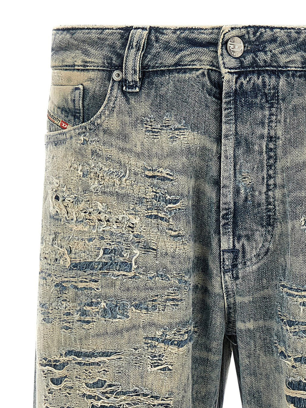 Diesel Blue Cotton Relaxed Fit Jeans