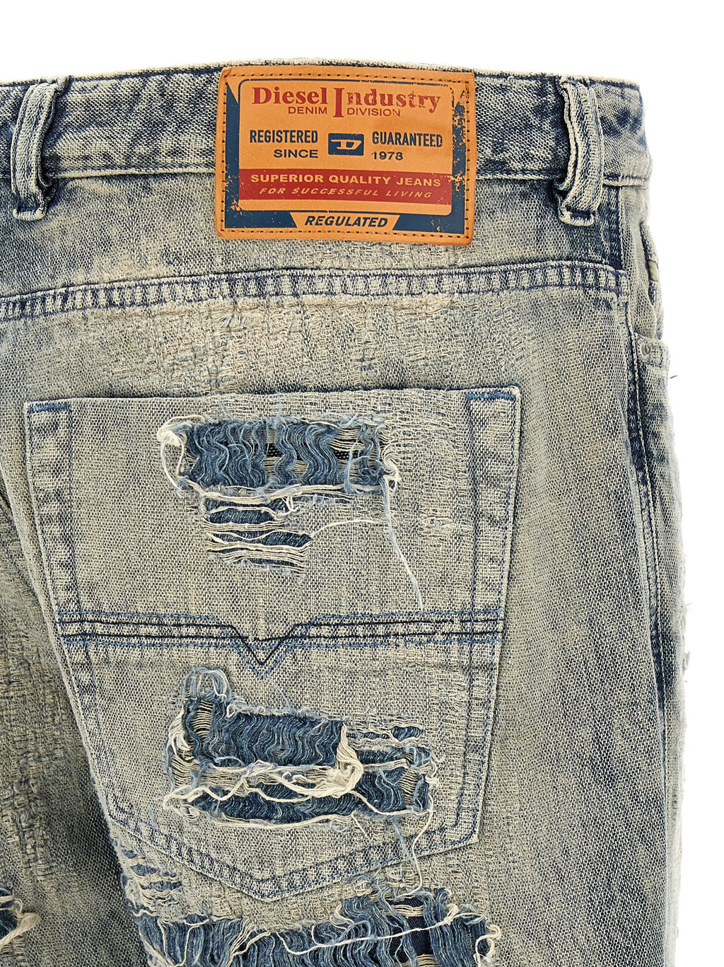 Diesel Blue Cotton Relaxed Fit Jeans