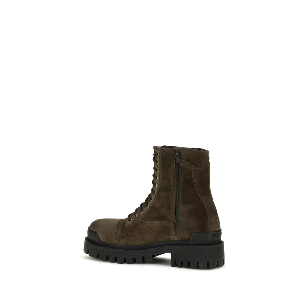 Balenciaga Bicolor Calf Leather Bos Taurus Lace-Up Boots