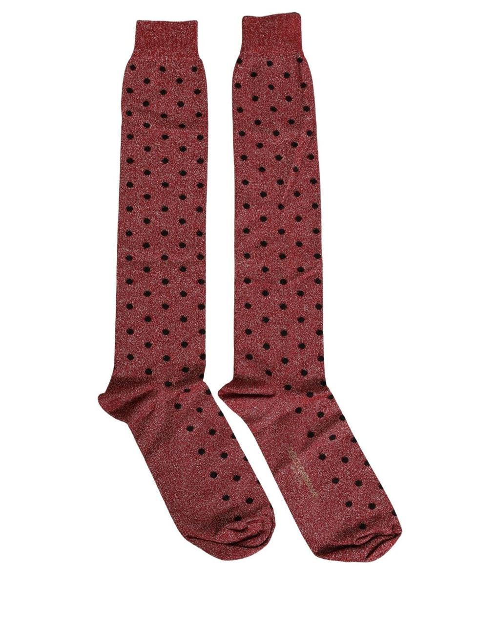 Dolce & Gabbana Maroon Polka Dot Over The Calf Accessory Socks