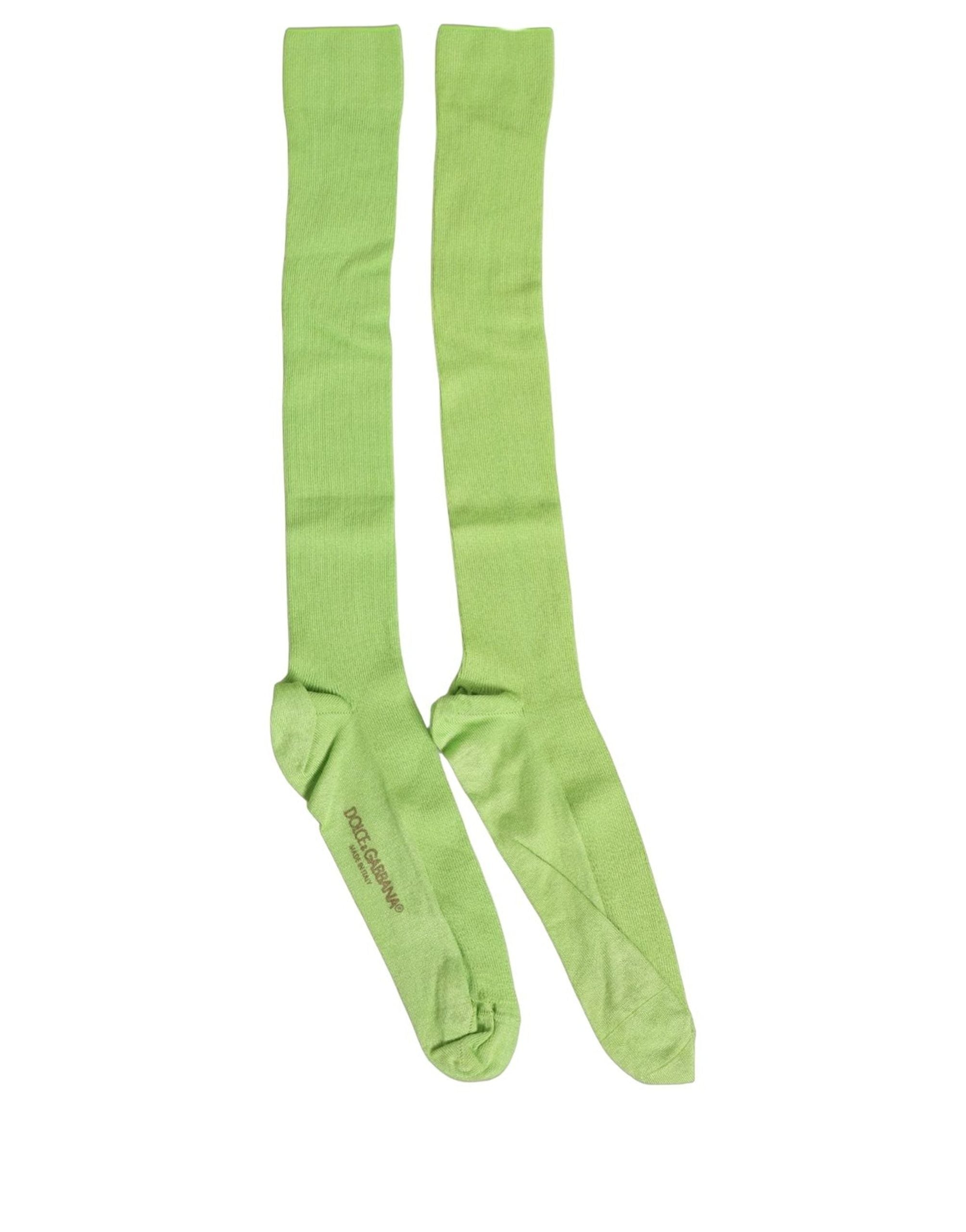 Dolce & Gabbana Men Green Viscose Over The Calf Accessory Socks