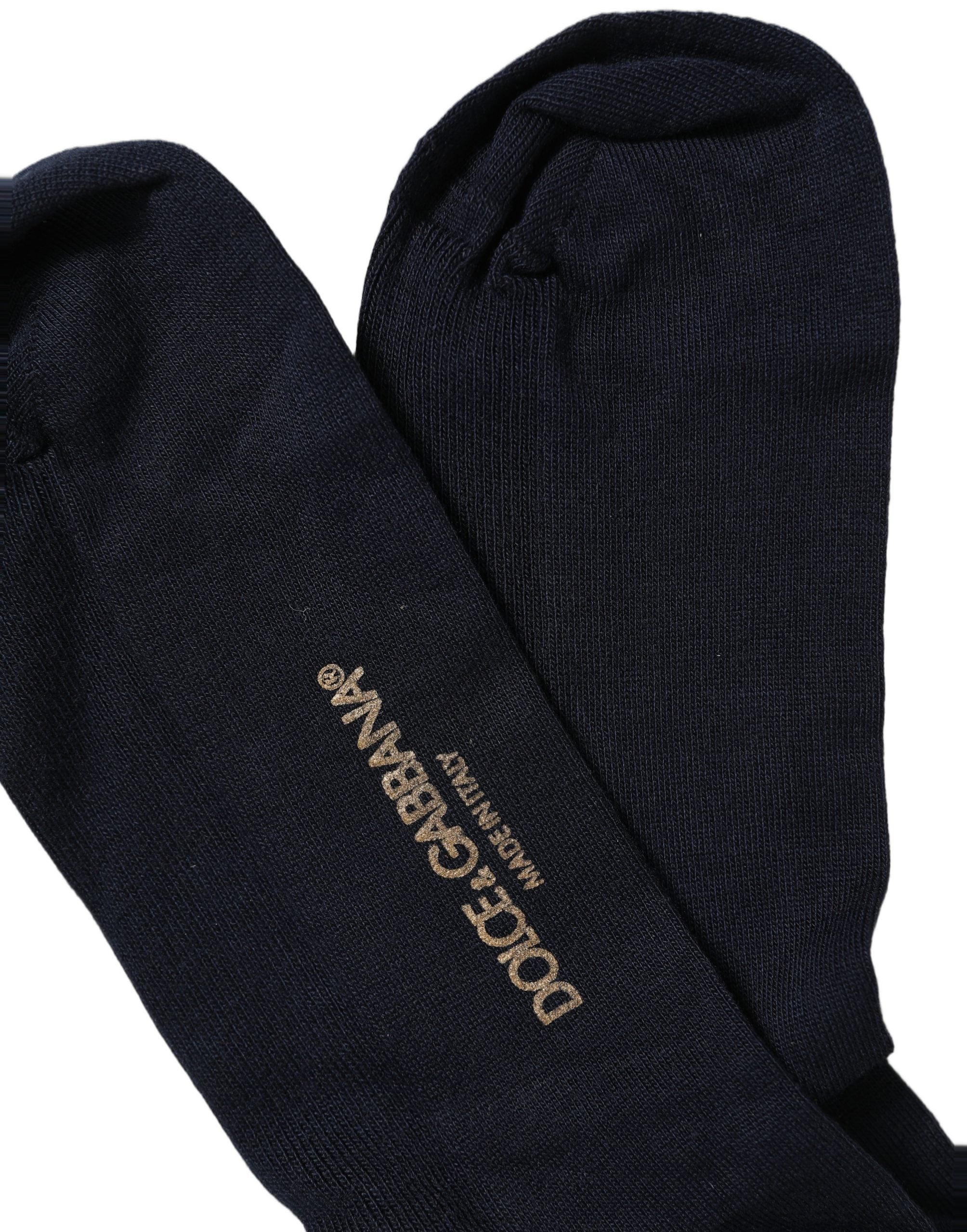 Dolce & Gabbana Men Dark Blue Viscose Over The Calf Accessory Socks