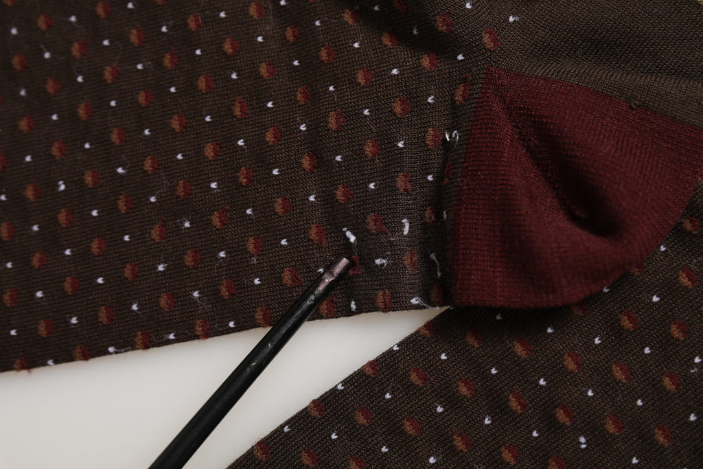 Dolce & Gabbana Maroon Dotted Wool Over The Calf Accessory Socks