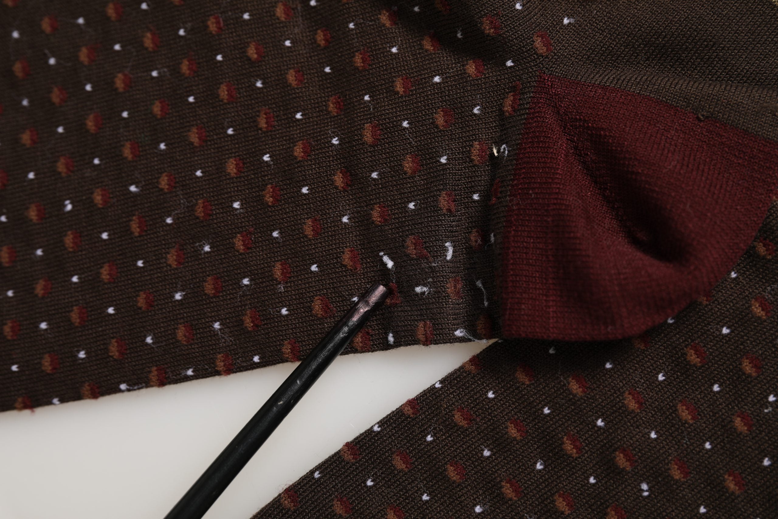 Dolce & Gabbana Maroon Dotted Wool Over The Calf Accessory Socks