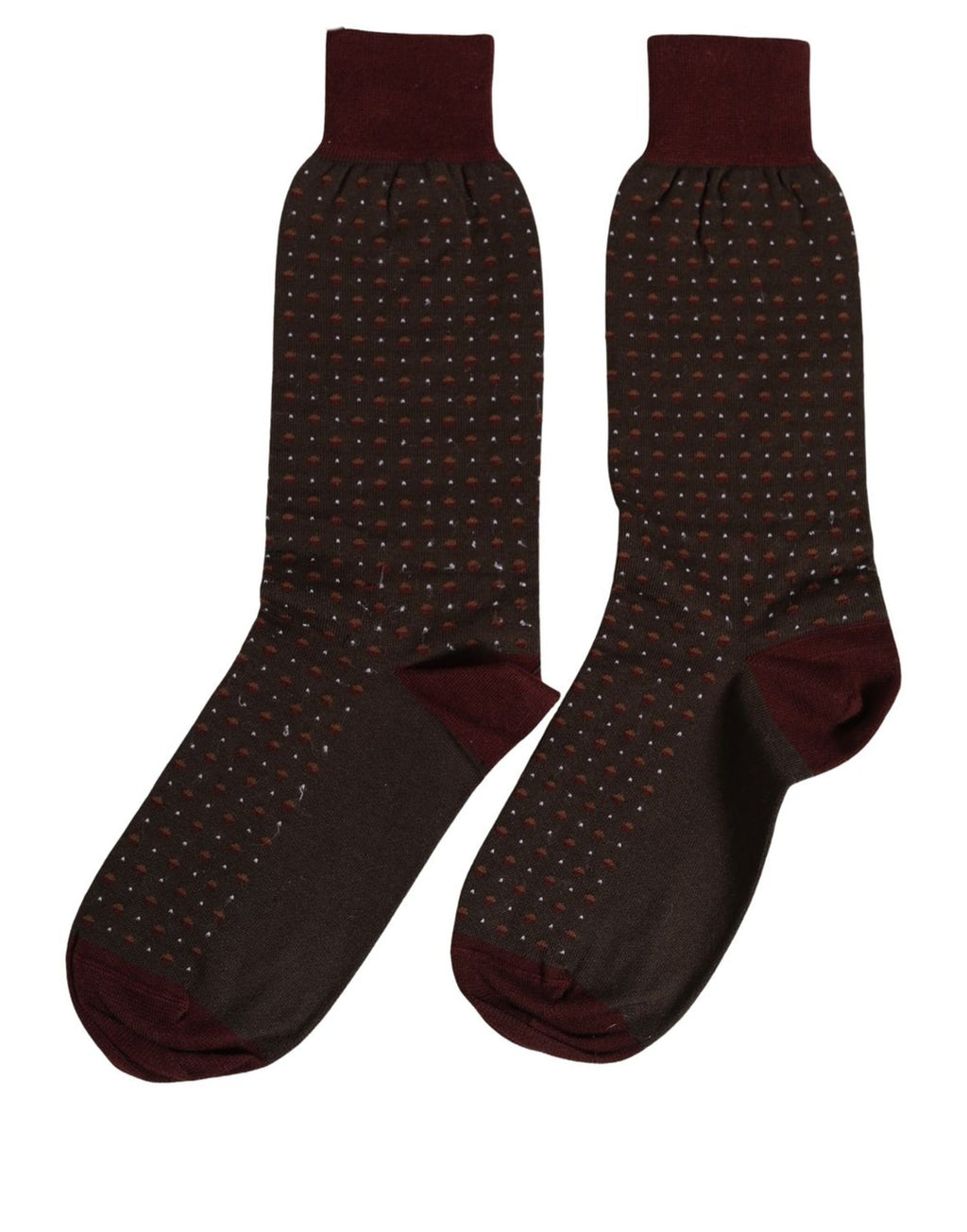 Dolce & Gabbana Maroon Dotted Wool Over The Calf Accessory Socks