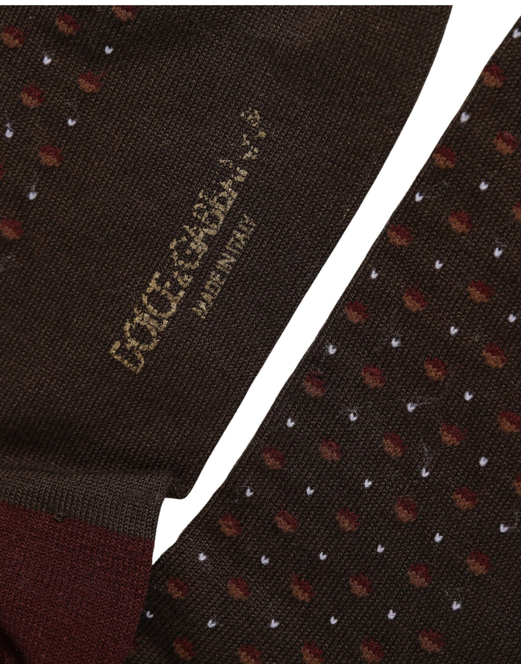Dolce & Gabbana Maroon Dotted Wool Over The Calf Accessory Socks
