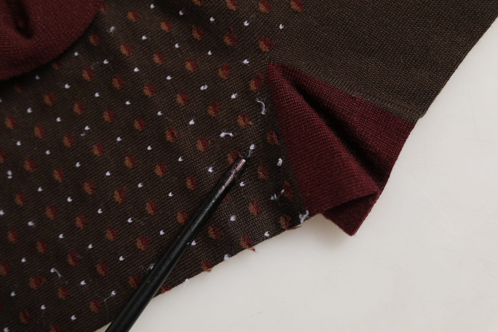 Dolce & Gabbana Maroon Dotted Wool Over The Calf Accessory Socks